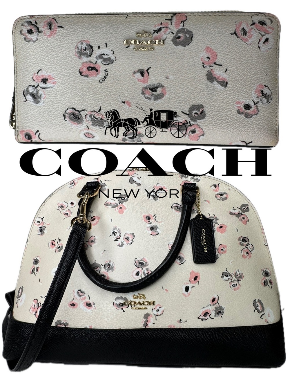 Coach Sierra Wildflower Floral Dome Satchel Shoulder Bag F37430 & Wallet